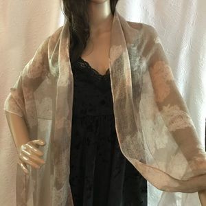 Ann Taylor Pinkish Tan Scarf with Golden Sparkles